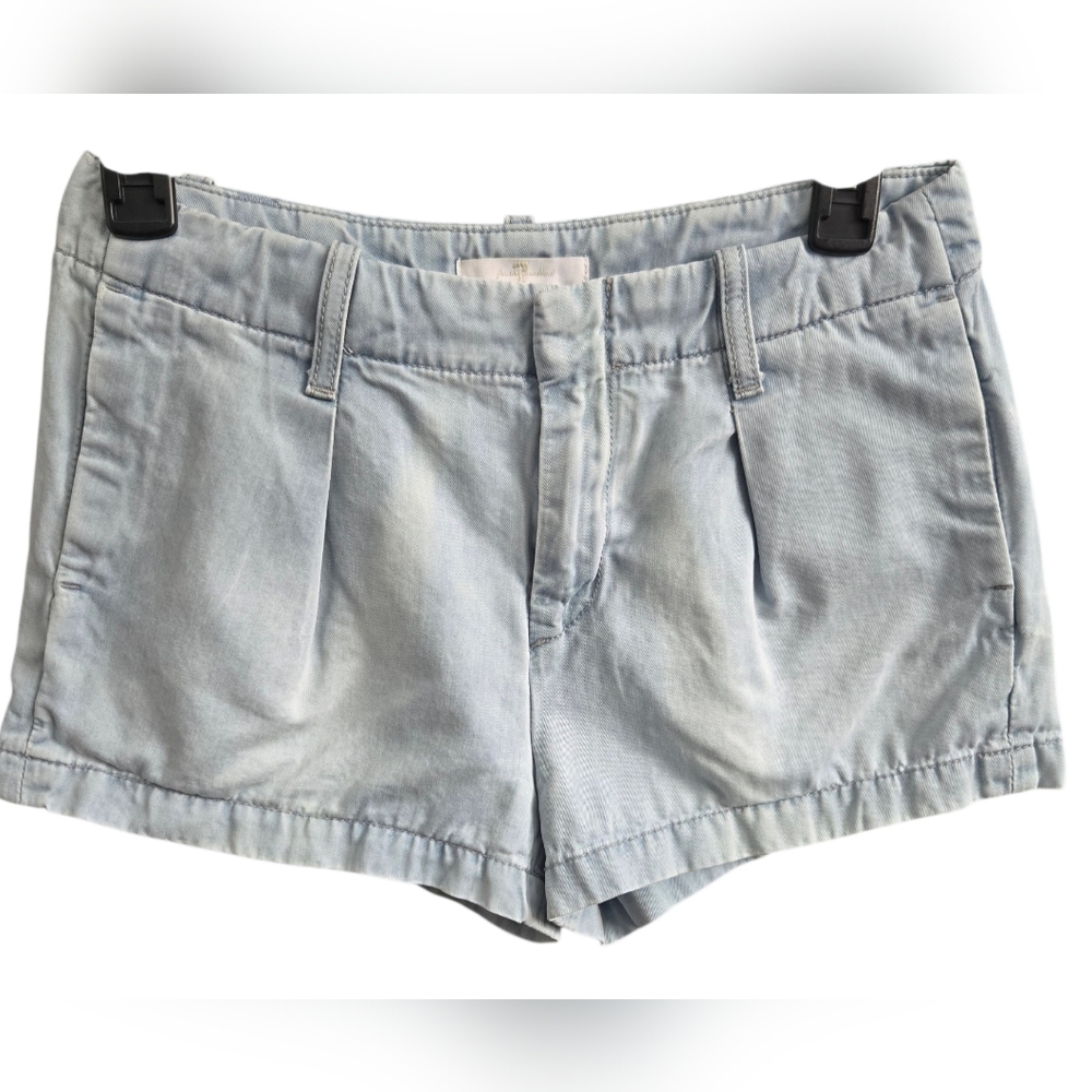7 For All Mankind Pleated Lyocell Shorts Light Blue Size 24 00